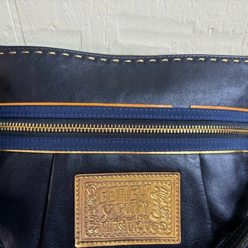 Coach Poppy Metallic Leather “Groovy Blue” Sapphire 2 way Bag - Picture 3 of 15